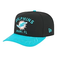 Miami Dolphins Black and Aqua Teal 2025 NFL Draft New Era A-Frame 9FIFTY Snapback Hat
