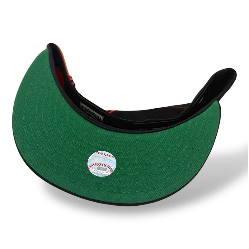 Atlanta Braves Black and Orange 1999 World Series Patch Green UV New Era 59FIFTY Fitted Hat