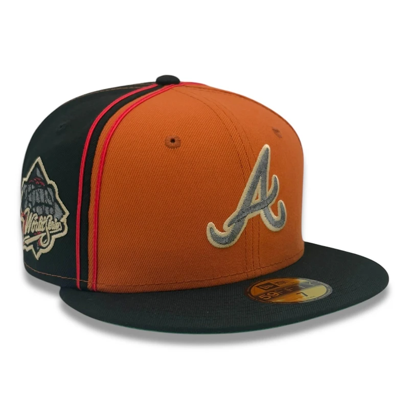 Atlanta Braves Black and Orange 1999 World Series Patch Green UV New Era 59FIFTY Fitted Hat