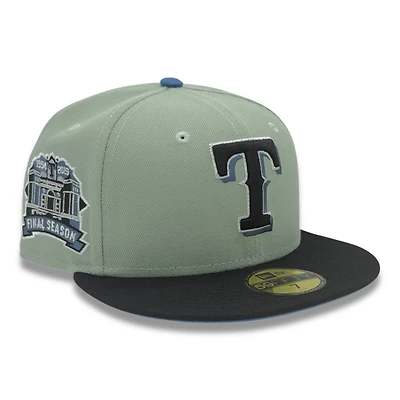 Texas Rangers Everest Green Two Tone Final Season Patch Indigo UV New Era 59FIFTY Fitted Hat