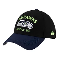 Seattle Seahawks Black and Navy 2025 NFL Draft New Era 39THIRTY Flex Hat