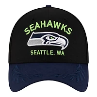 Seattle Seahawks Black and Navy 2025 NFL Draft New Era 39THIRTY Flex Hat
