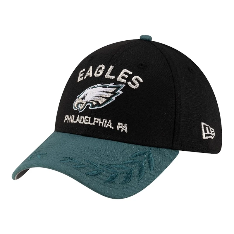 Philadelphia Eagles Black and Midnight Green 2025 NFL Draft New Era 39THIRTY Flex Hat