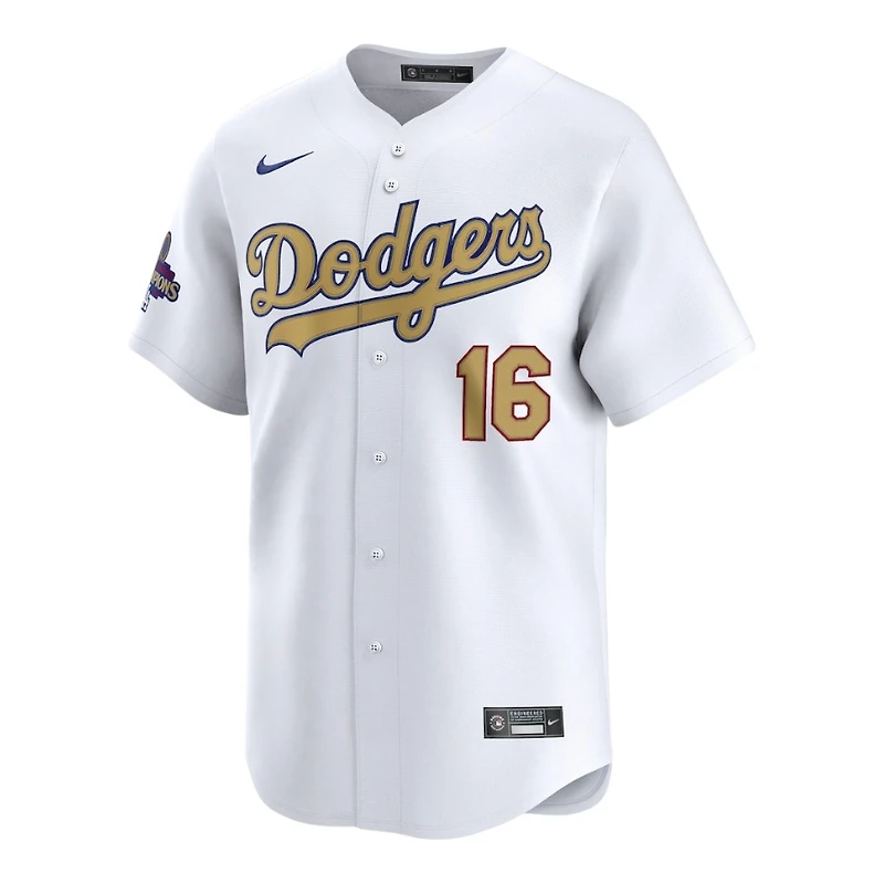 Youth Los Angeles Dodgers Will Smith 2025 Gold Collection Nike Limited White Home Player Jersey