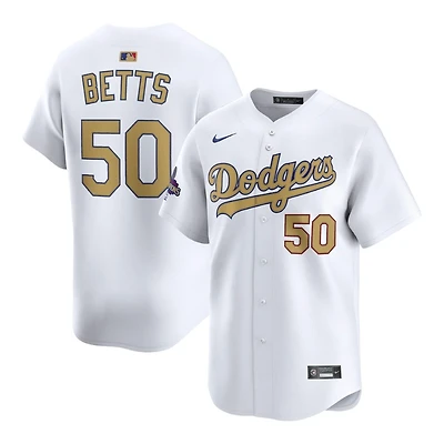 Los Angeles Dodgers Mookie Betts White 2025 Gold Collection Nike Limited Player Jersey