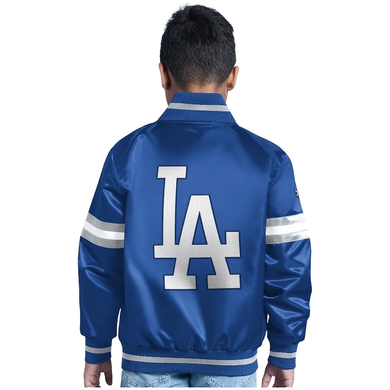 Youth Los Angeles Dodgers Royal Blue Satin Full Button Up Jacket