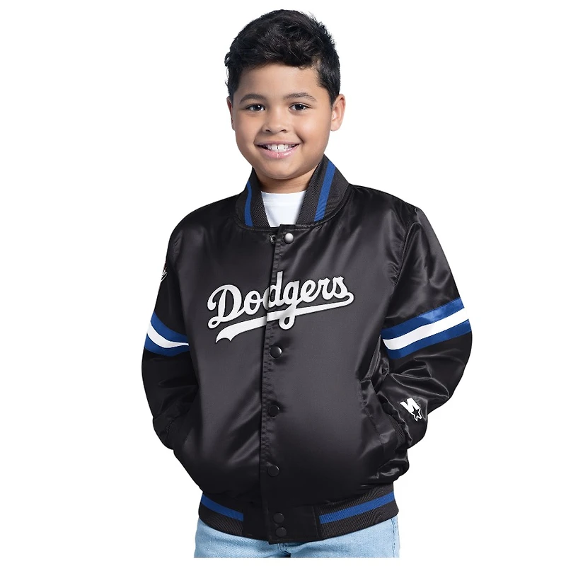 Youth Los Angeles Dodgers Black Satin Full Button Up Jacket
