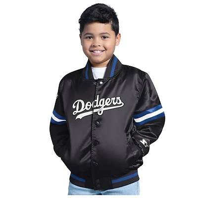 Youth Los Angeles Dodgers Black Satin Full Button Up Jacket