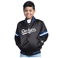 Youth Los Angeles Dodgers Black Satin Full Button Up Jacket