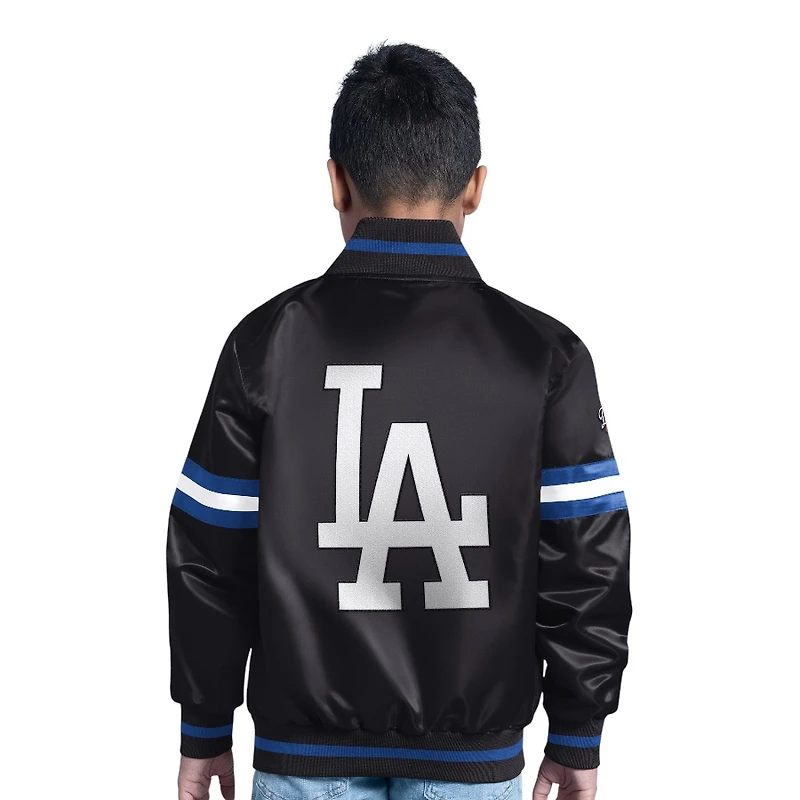 Youth Los Angeles Dodgers Black Satin Full Button Up Jacket