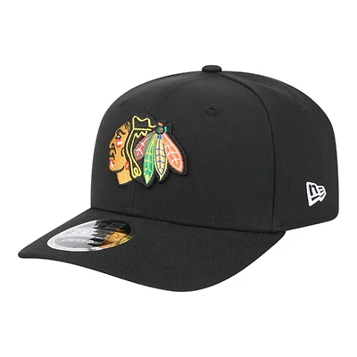 Chicago Blackhawks Black Basic New Era 9SEVENTY Stretch-Snap Hat