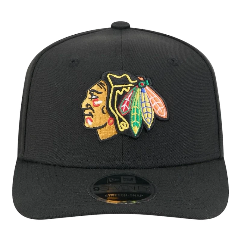 Chicago Blackhawks Black Basic New Era 9SEVENTY Stretch-Snap Hat