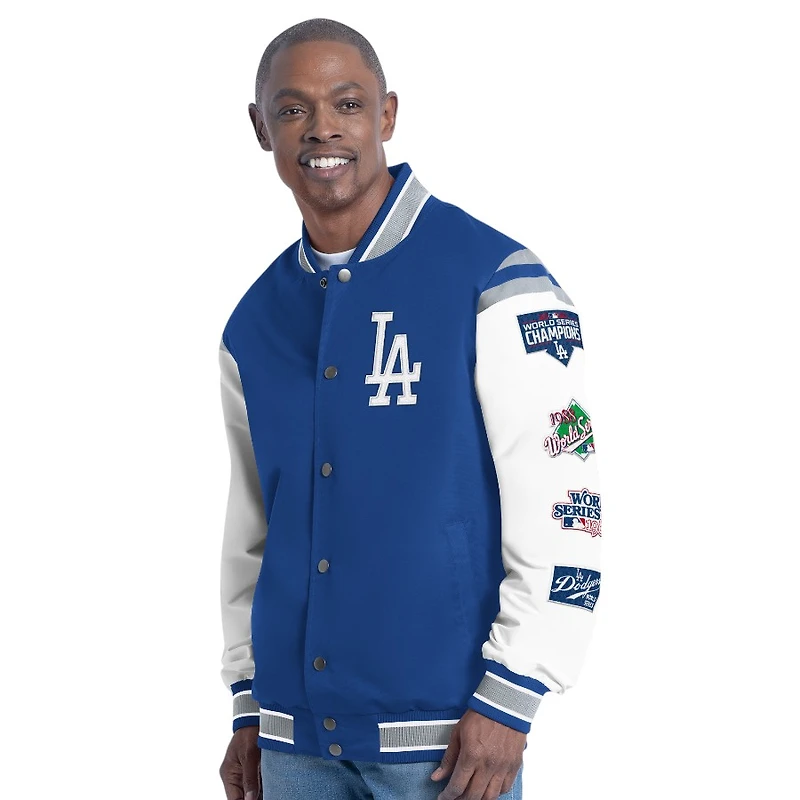 Los Angeles Dodgers Royal G-III Sports by Carl Banks Recruit Commemorative Full-Snap Varsity Jacket
