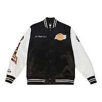 Los Angeles Lakers Black and White Team Origins Mitchell & Ness Full-Snap Varsity Jacket