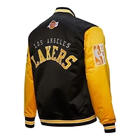 Los Angeles Lakers Black and Gold Hardwood Classic Primetime Mitchell & Ness Full-Snap Satin Jacket
