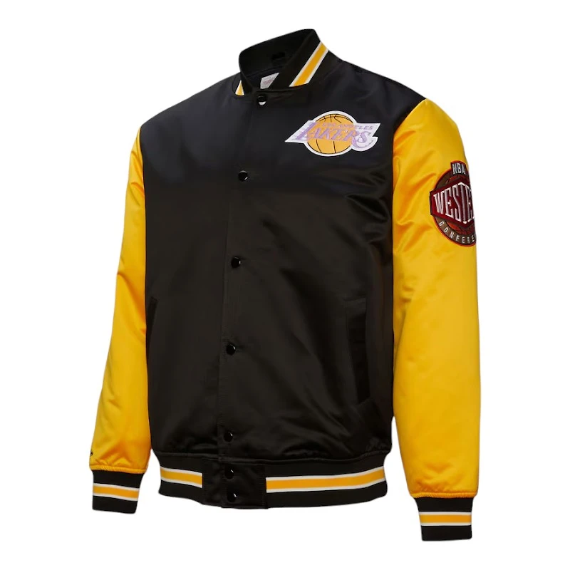 Los Angeles Lakers Black and Gold Hardwood Classic Primetime Mitchell & Ness Full-Snap Satin Jacket