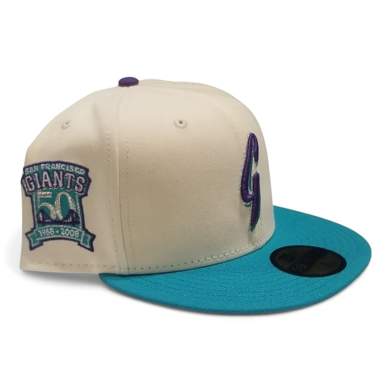 San Francisco Giants Chrome and Teal with Metallic Silver 50th Anni Patch Purple UV New Era 59FIFTY Fitted Hat