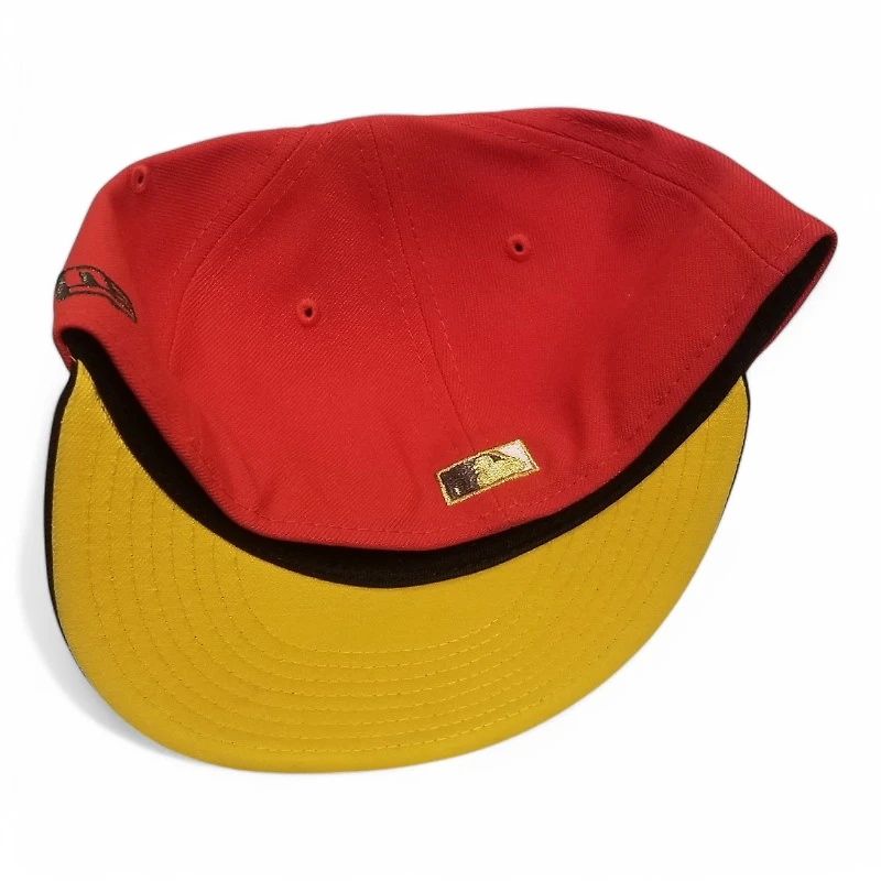 Los Angeles Dodgers Red and Black with Metallic Gold 60th Anni Patch Yellow UV New Era 59FIFTY Fitted Hat