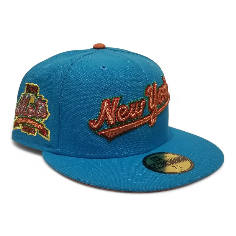 New York Mets Blue 40th Anniversary Patch Poly Rust Orange UV Era 59FIFTY Fitted Hat