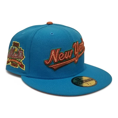 New York Mets Blue 40th Anniversary Patch Poly Rust Orange UV Era 59FIFTY Fitted Hat