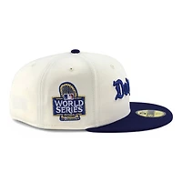 Los Angeles Dodgers Chrome and Dark Royal "Old English"  2024 WS Patch Grey UV New Era 59FIFTY Fitted Hat