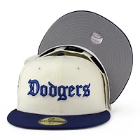 Los Angeles Dodgers Chrome and Dark Royal "Old English"  2024 WS Patch Grey UV New Era 59FIFTY Fitted Hat