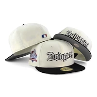 Los Angeles Dodgers Chrome and Black "Old English" 2024 WS Champions Patch Grey UV New Era 59FIFTY Fitted Hat