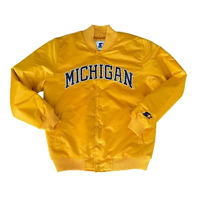 Michigan Wolverines Yellow "Hail Yeah" Ty Mopkins Full Snap Button Up Starter Jacket