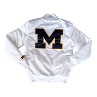 Michigan Wolverines White "Hail Yeah" Ty Mopkins Full Snap Button Up Starter Jacket