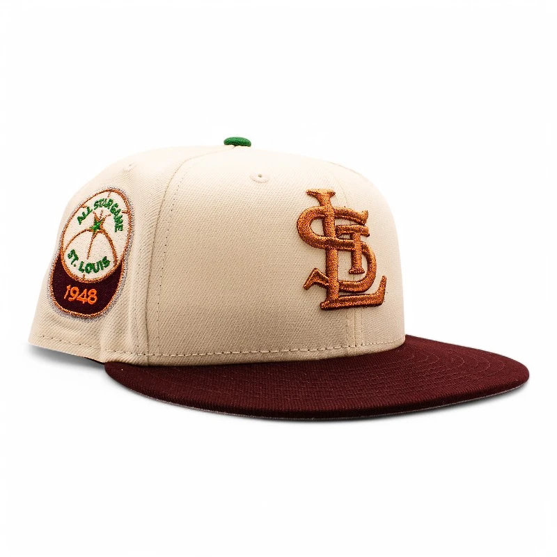 St Louis Browns Cream and Maroon 1948 All Star Game Patch Grey UV New Era 59Fifty Fitted Hat