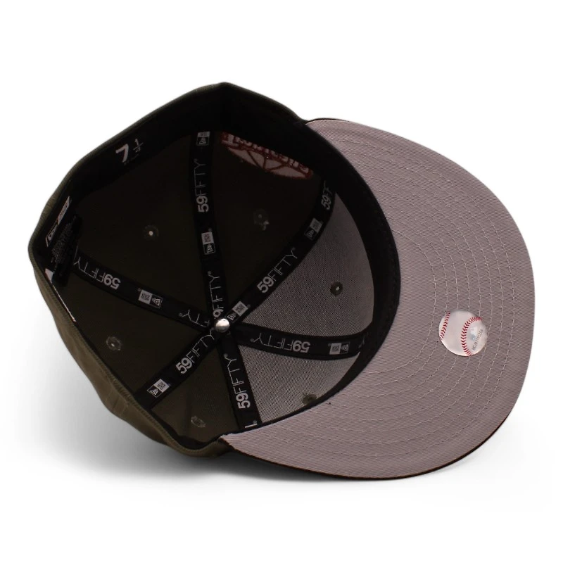 Tampa Bay Rays Olive and Black Tropicana Stadium Patch Grey UV New Era 59Fifty Fitted Hat