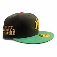 New York Yankees Black and Green 1977 WS Patch UV Era 59FIFTY Fitted Hat