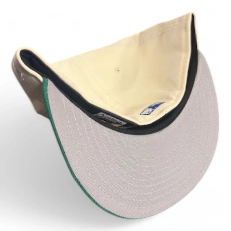 New York Yankees Cream and Green Script NY Patch Gray UV Era 59FIFTY Fitted Hat