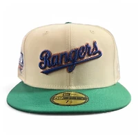 Texas Rangers Cream and Green Script 40th Anniversary Patch Gray UV New Era 59FIFTY Fitted Hat