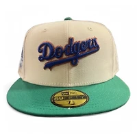 Los Angeles Dodgers Cream and Green Script 50th Anniversary Patch Gray UV New Era 59FIFTY Fitted Hat
