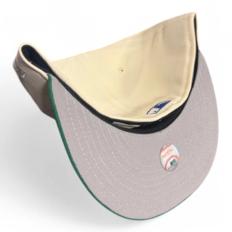 Los Angeles Dodgers Cream and Green Script 50th Anniversary Patch Gray UV New Era 59FIFTY Fitted Hat