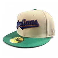 Cleveland Indians Cream and Green Script Jacobs Field Patch Gray UV New Era 59FIFTY Fitted Hat