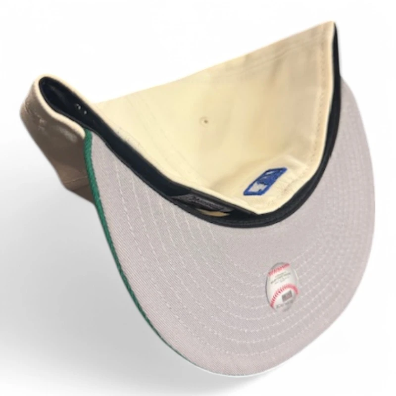 Cleveland Indians Cream and Green Script Jacobs Field Patch Gray UV New Era 59FIFTY Fitted Hat