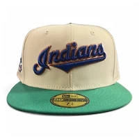 Cleveland Indians Cream and Green Script Jacobs Field Patch Gray UV New Era 59FIFTY Fitted Hat