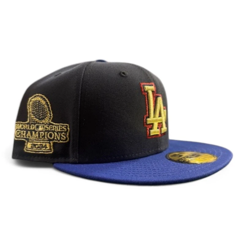 Los Angeles Dodgers Navy and Royal Blue 2Tone 2024 Champions Patch Green UV New Era 59FIFTY Fitted Hat