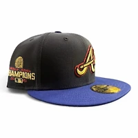 Atlanta Braves Navy and Royal Blue 2Tone 2021 Champions Patch Green UV New Era 59FIFTY Fitted Hat