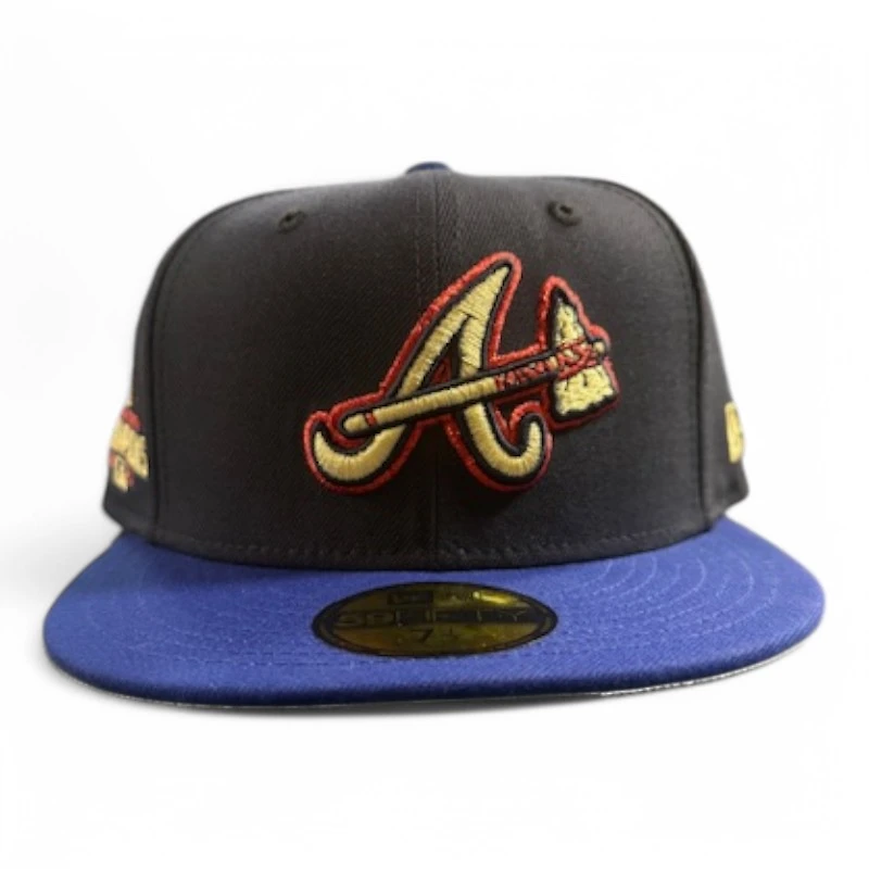 Atlanta Braves Navy and Royal Blue 2Tone 2021 Champions Patch Green UV New Era 59FIFTY Fitted Hat