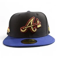 Atlanta Braves Navy and Royal Blue 2Tone 2021 Champions Patch Green UV New Era 59FIFTY Fitted Hat