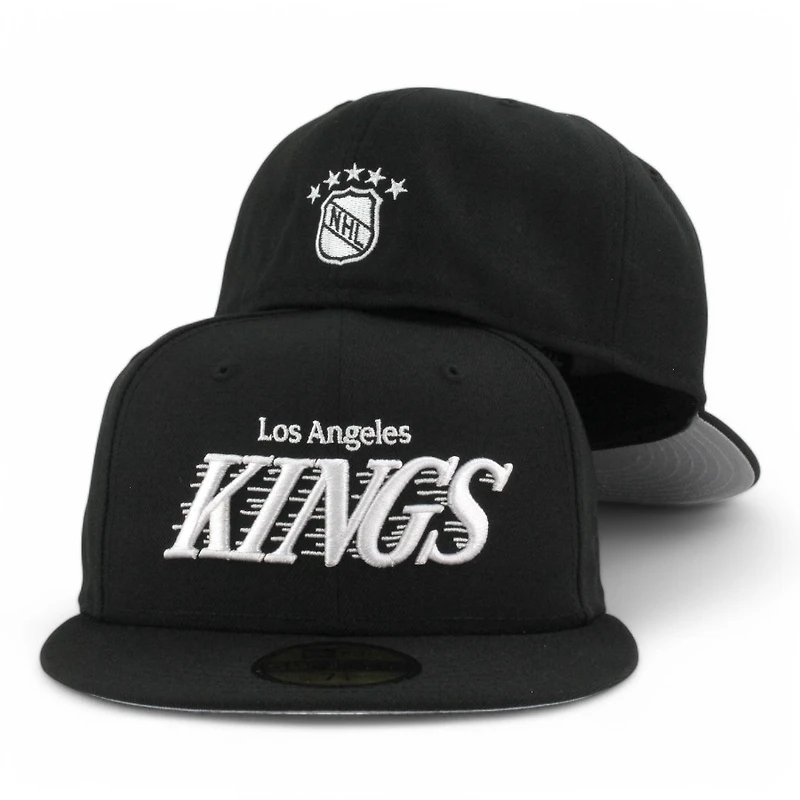 Los Angeles Kings Black Motion Wordmark Grey UV NHL New Era 59FIFTY Fitted Hat