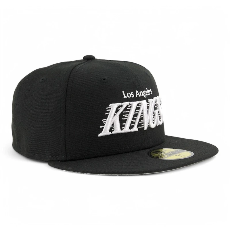 Los Angeles Kings Black Motion Wordmark Grey UV NHL New Era 59FIFTY Fitted Hat