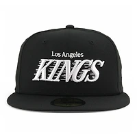 Los Angeles Kings Black Motion Wordmark Grey UV NHL New Era 59FIFTY Fitted Hat