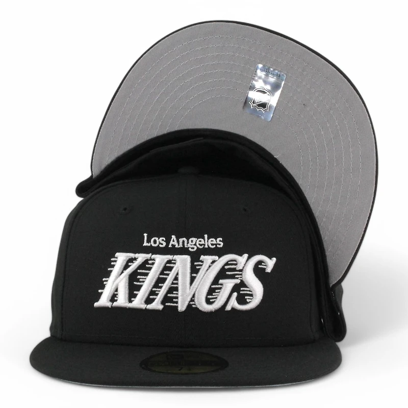 Los Angeles Kings Black Motion Wordmark Grey UV NHL New Era 59FIFTY Fitted Hat
