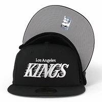 Los Angeles Kings Black Motion Wordmark Grey UV NHL New Era 59FIFTY Fitted Hat