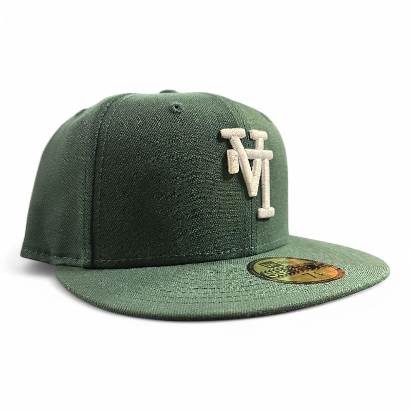 Los Angeles Dodgers White on Green Upside Down LA Gray UV New Era 59FIFTY Fitted Hat