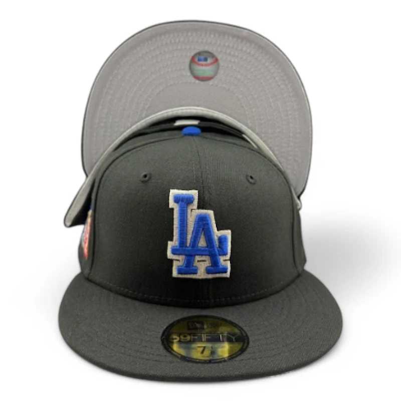 Los Angeles Dodgers Jet Black 75th Jackie Robinson Patch Grey UV New Era 59FIFTY Fitted Hat